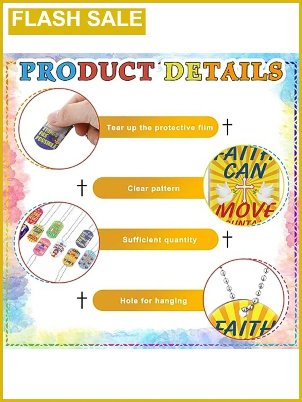 24pc Bible Verse Dog Tag Necklace Set Religious Christian Kids Party Favor